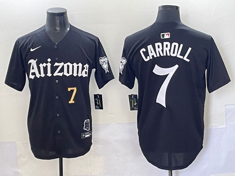 Men 2025 Arizona Diamondback #7 Carroll Black Five generations Joint Name Nike MLB Jersey style 8